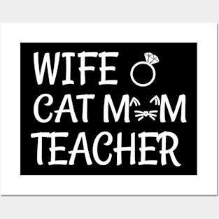 wife cat mom teacher Posters and Art